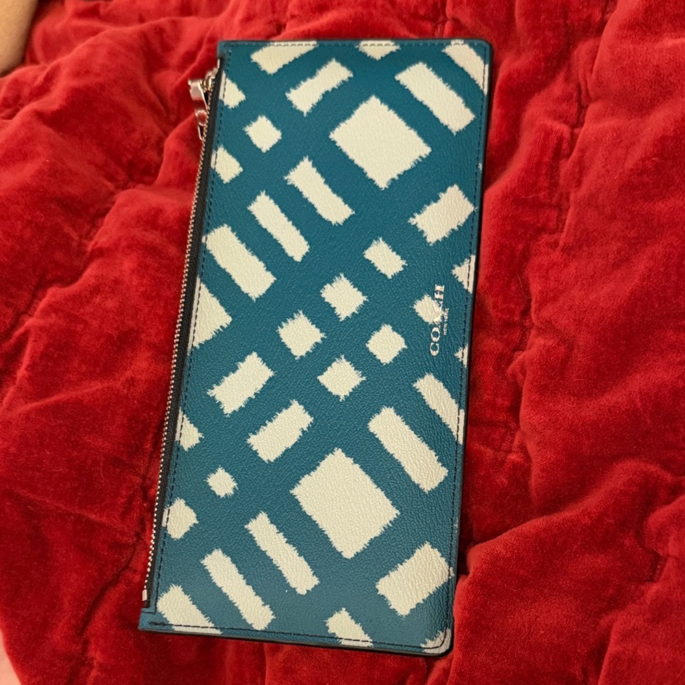 Coach Teal Patterned Pouch